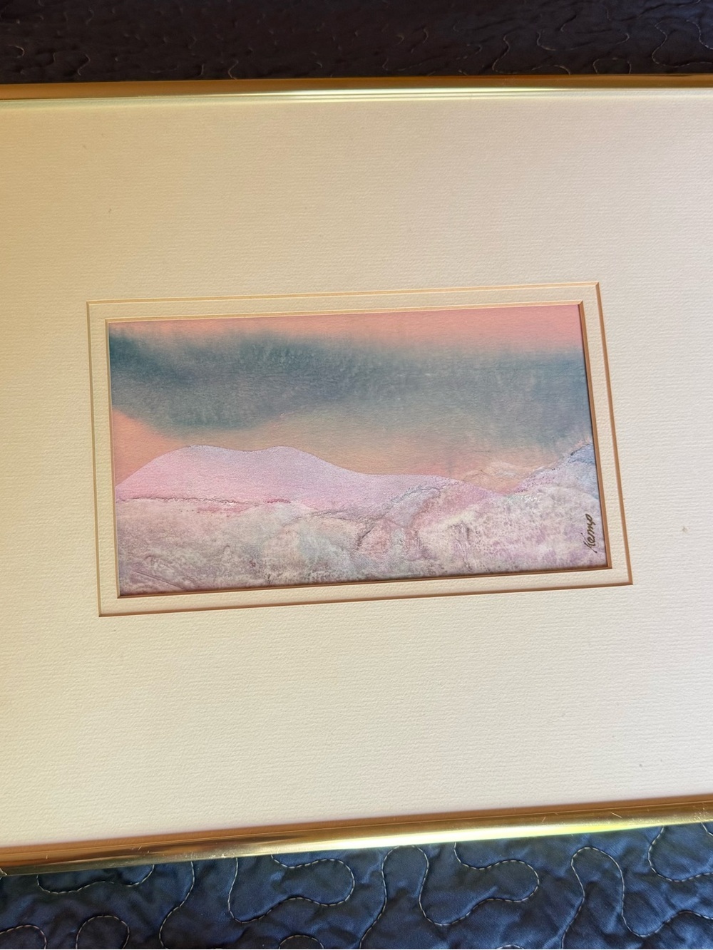 Framed Pastel Watercolor Landscape Wall Art Pink/Blue Sherry Kemp Atlanta - Picture 3 of 12